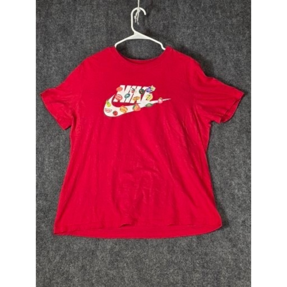 Nike Mens Red Fruit Graphic Swoosh Logo Short Sleeve‎ T-Shirt Large Athleisure